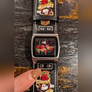 Disney Mickey Mouse Tattoo Style Leather Watch